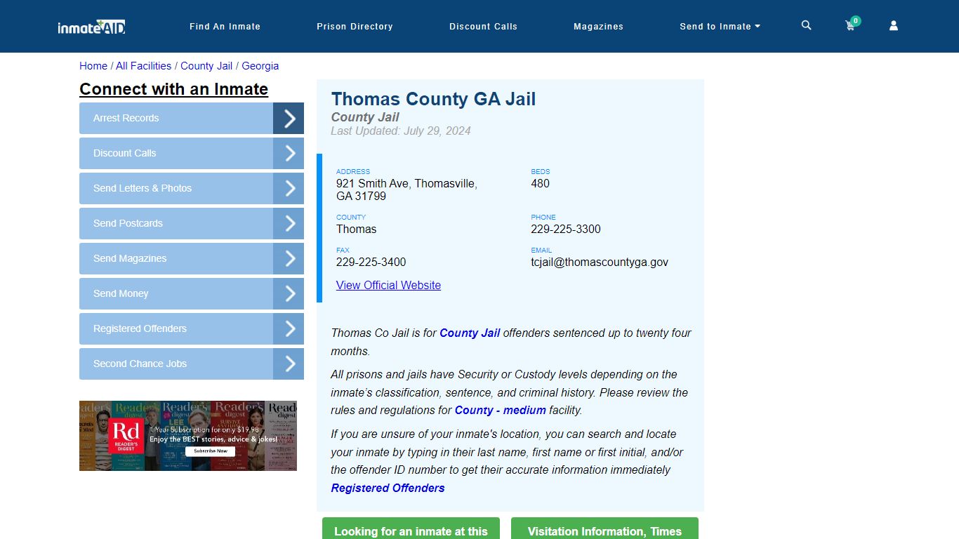 Thomas County GA Jail - Inmate Locator