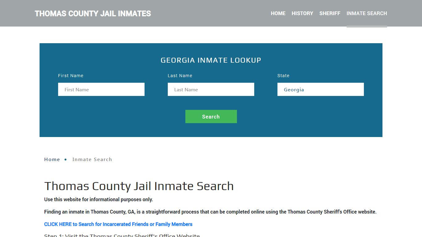 Thomas County, GA Detainee Lookup