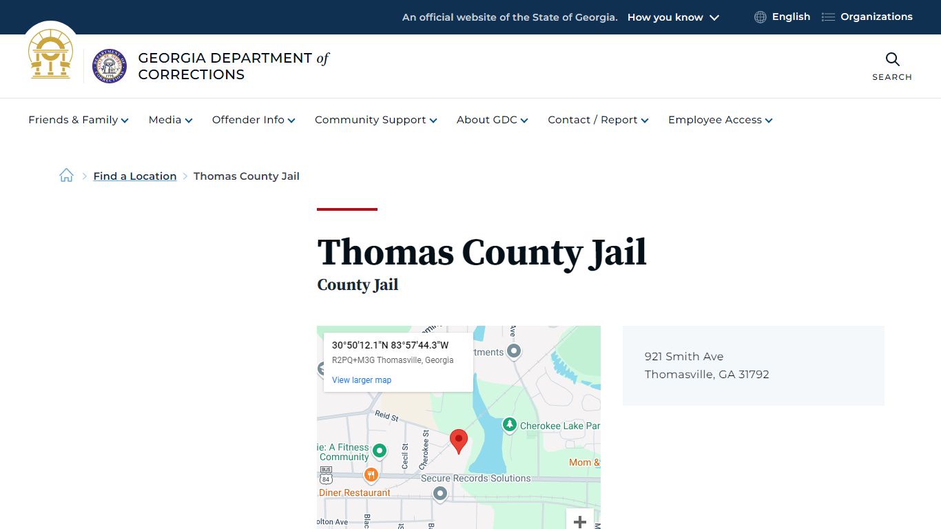 Thomas County Jail | Georgia Department of Corrections